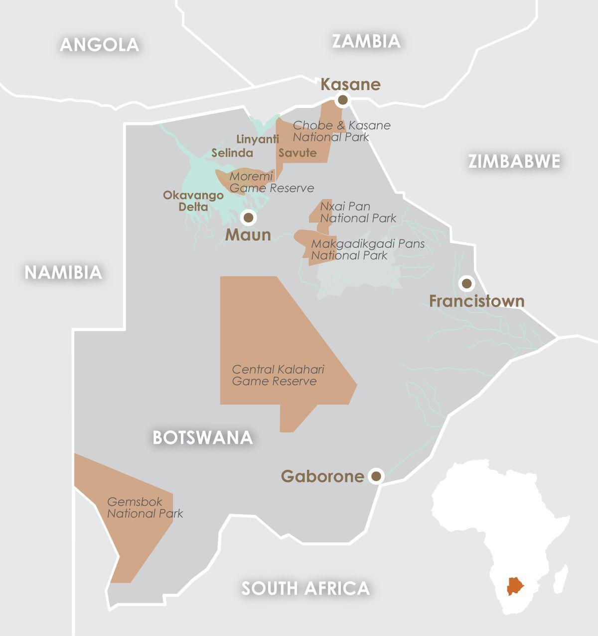 карта маун, Батсвана