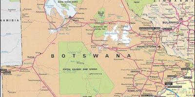 Карта Батсваны карце з адлегласцямі