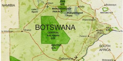 Карта Батсваны запаведнікаў 